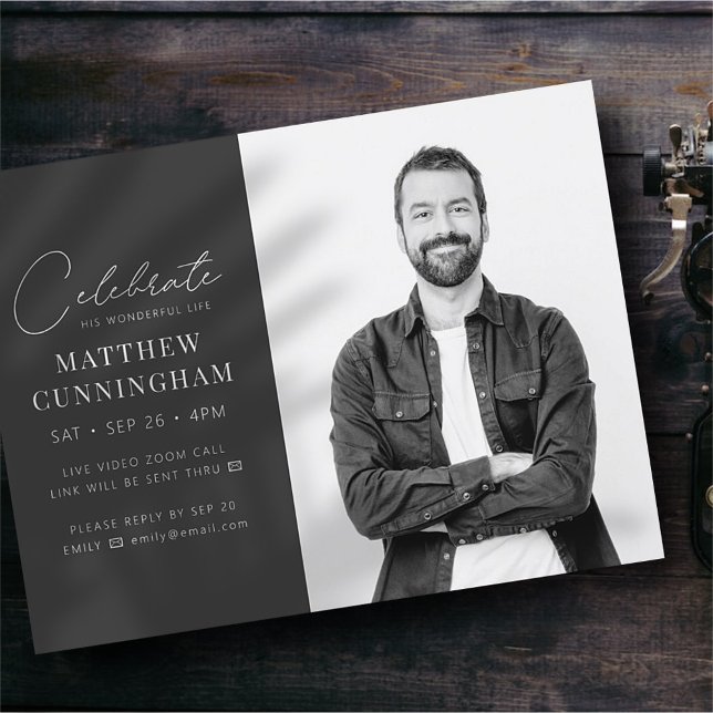 Invitation Carte Postale Virtuel Célébrer sa vie Photo simple moderne (Créateur téléchargé)