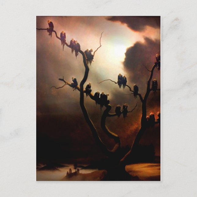 Invitation Carte Postale Vivid Retro - Fantômes dans un arbre (Devant)