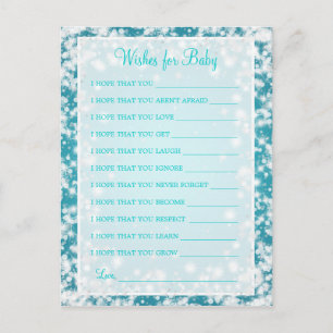 Invitation Carte Postale Voeux Pour Baby shower Hiver Éparké Turquoise