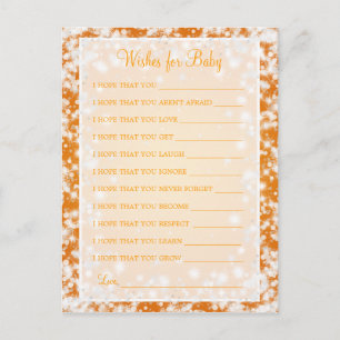 Invitation Carte Postale Voeux Pour Baby shower Hiver Étincelle Orange