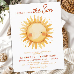 Invitation Carte Postale Voici Le Baby shower Son Cute Sunshine Boy