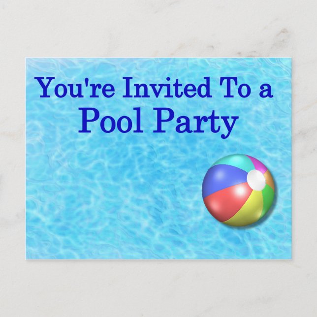 Invitation Carte Postale Vous êtes invité à une fête de pool (Devant)