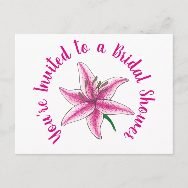 Invitation Carte Postale Vous êtes invité Fleur de Lys Rose Enterrement de  (Devant)