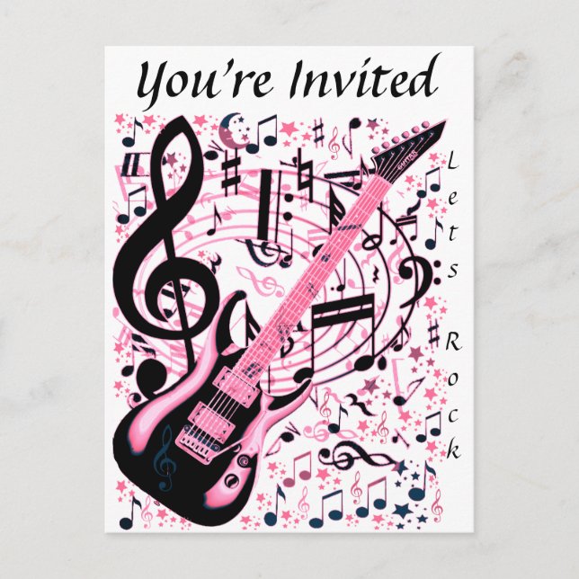 Invitation Carte Postale Vous êtes invité, Rock_ (Devant)