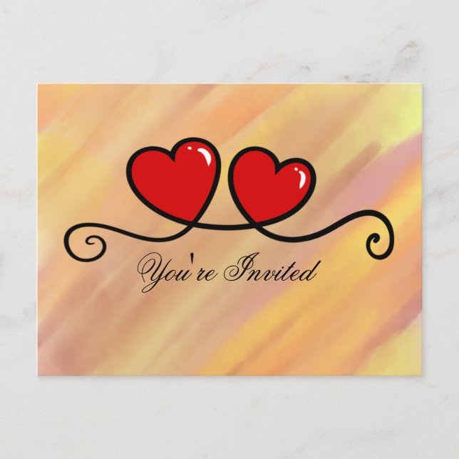 Invitation Carte Postale Vous êtes invités - Cœurs (Devant)
