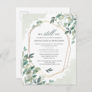 Invitation Carte Postale Vow Renewal Eucalyptus Greenery Mariage géométriqu