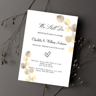 Invitation Carte Postale Vow renouvellement golden eucalyptus feuillage bla