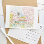 Invitation Carte Postale Voyage d'aquarelle japonais en fleurs de cerisier<br><div class="desc">Une carte postale de voyage en aquarelle magnifiquement peinte qui présente les fleurs de cerisiers au Japon.</div>