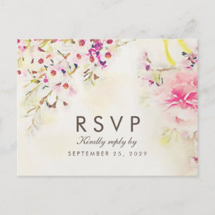 Invitation Carte Postale Watercolor Floral Boho Music Select RSVP Postcard