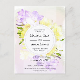 Invitation Carte Postale Watercolor Freesia