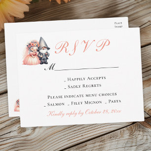 Invitation Carte Postale Whimsical Gnome Garden Woodland Wedding RSVP