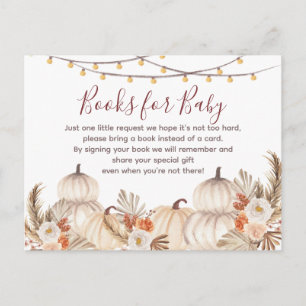 Invitation Carte Postale White Cream citrouille Livres floraux pour bébé