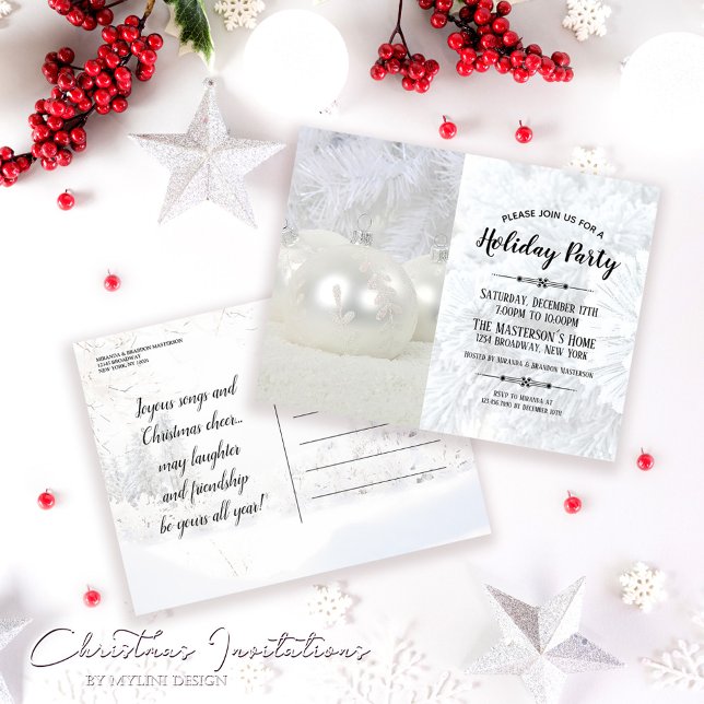 Invitation Carte Postale White Winter Wonderland Christmas Party (Créateur téléchargé)