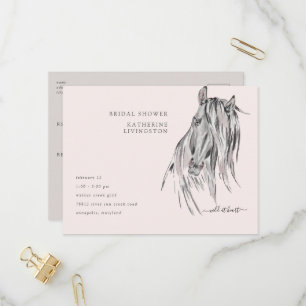 Invitation Carte Postale Wild at Heart Watercolor Horse Fête des mariées