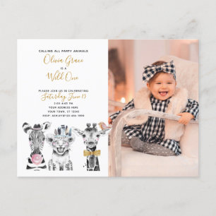 Invitation Carte Postale Wild One Animal Safari bébé 1er anniversaire Photo