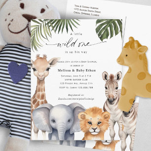 Invitation Carte Postale Wild One Baby Boy Shower Safari Baby Animaux