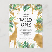 Modèle Invitation de Fête D'anniversaire Jungle Wild One