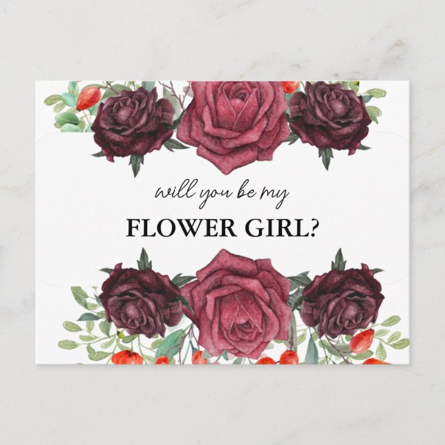 Invitation Carte Postale will you be my flower girl card (Devant)