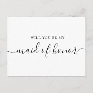 Invitation Carte Postale Will You Be My Maid of Honor | Minimalist Proposal