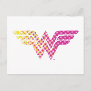 Invitation Carte Postale Wonder Woman Yellow-rose demi-ton logo
