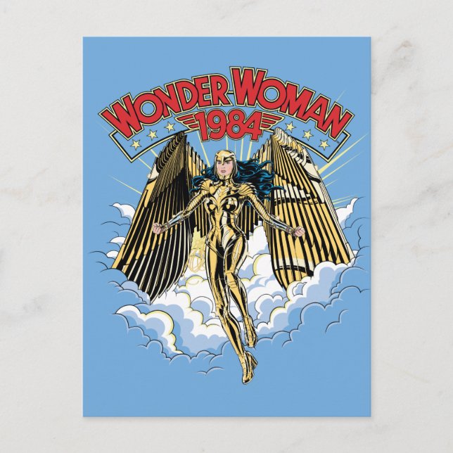 Invitation Carte Postale WW84 | Rétro Comic Gold Armor Wonder Woman (Devant)