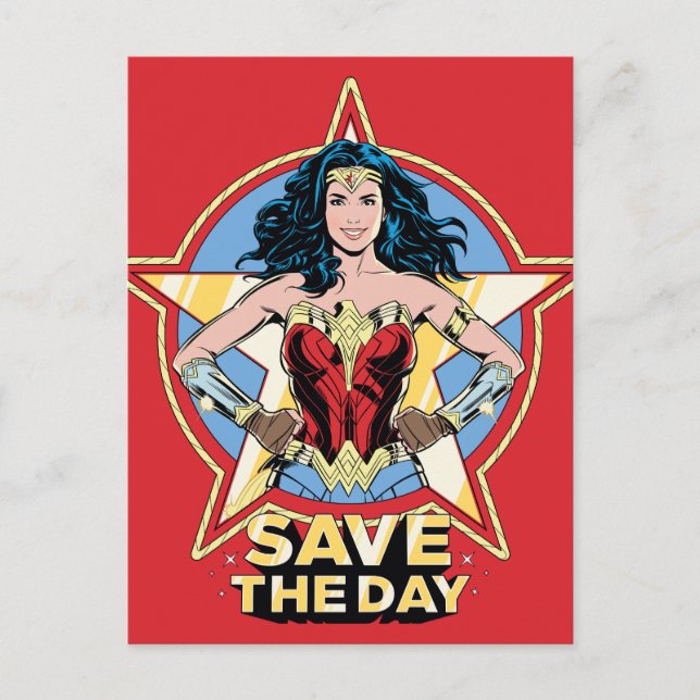 Invitation Carte Postale WW84 | Save the Day Wonder Woman Retro Comic Art (Devant)