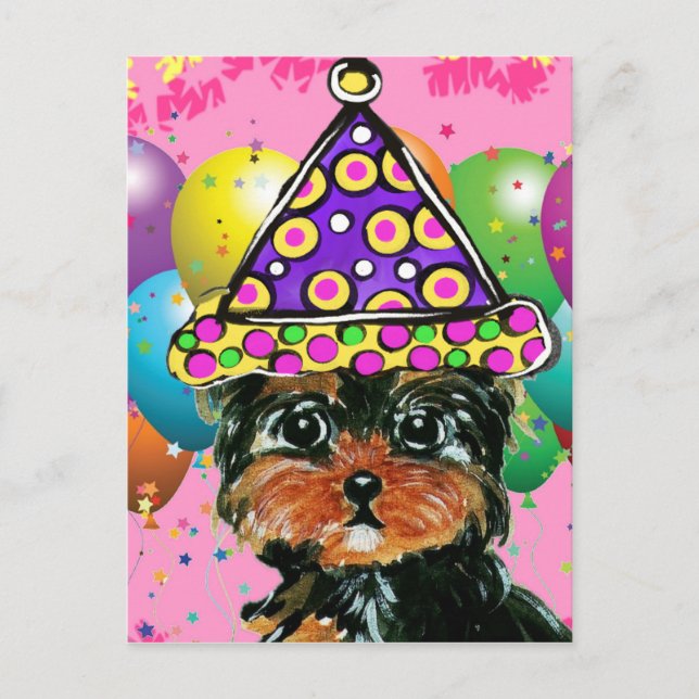 Invitation Carte Postale Yorkie Poo Party Chien (Devant)
