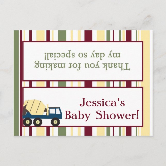 Invitation Carte Postale Zone de construction Baby shower Sac de garde Topp (Devant)