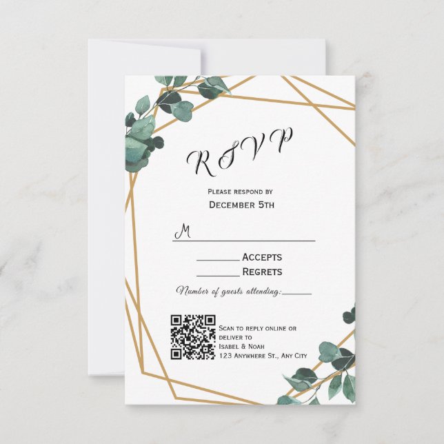 Invitation carte RSVP verte moderne (Devant)