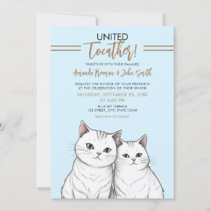 Invitation Cartographie Brown et blanc Cute Cats Mariage