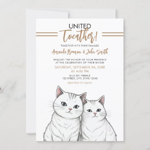Invitation Cartographie Brown et blanc Cute Cats Mariage