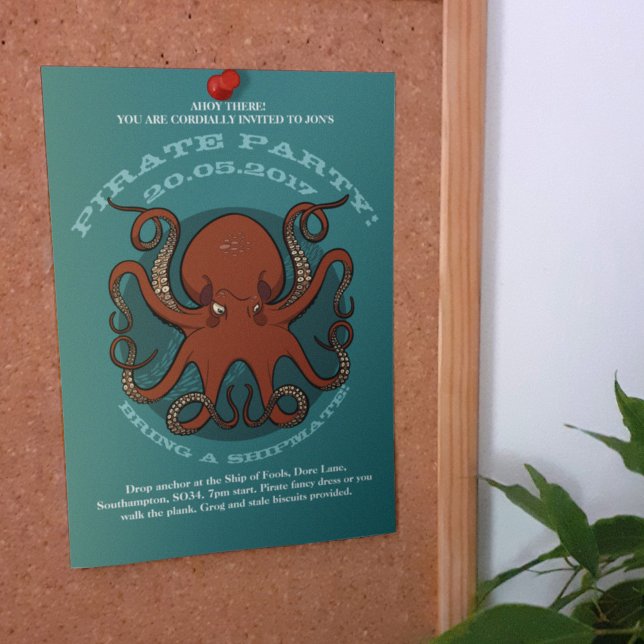 Invitation Cartographie de Tentacles de pieuvre rouge avec te (Créateur téléchargé)