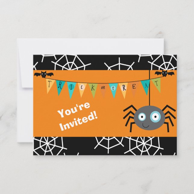 Invitation Cartographie Spider Halloween Kids Party (Devant)