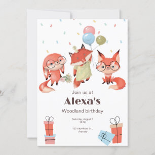 Invitation Carton blanc rouge fête d'anniversaire