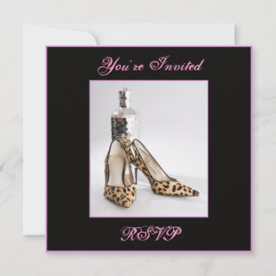 Invitation Carton chaussure léopard, vous êtes invités