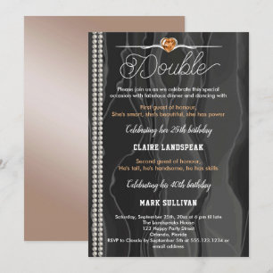 Invitation Carton d'anniversaire commun Bronze Champagne Soie