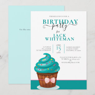 INVITATION CARTON D'ANNIVERSAIRE FESTIF CUPCAKE SARCELLE