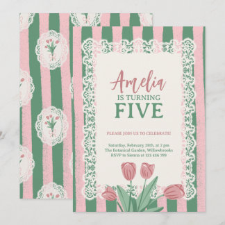 Invitation Carton d'anniversaire Fleur de Tulipe Vintage Ruba