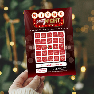 Invitation Carton de Bingo des Vacances de Noël