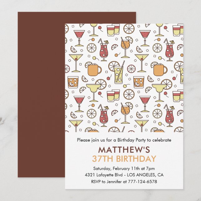 Invitation Carton de champagne de cocktail moderne 37e annive (Devant / Derrière)