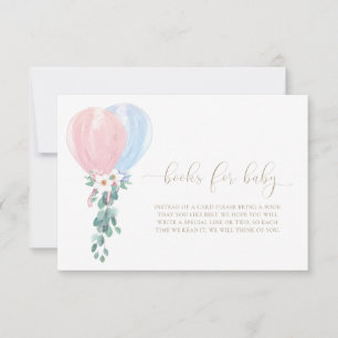 Invitation Carton de demande de livres Ballons roses et bleus