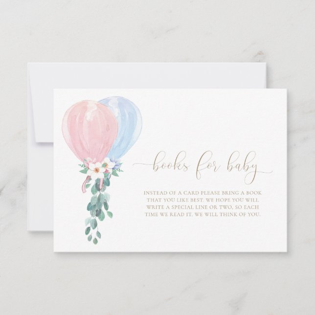 Invitation Carton de demande de livres pour bébé Ballons rose (Devant)