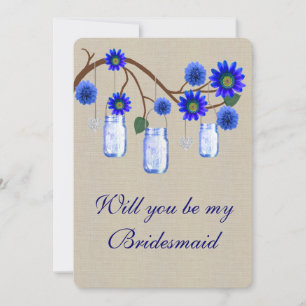 Invitation Carton de demoiselle d'honneur en toile de jute bl