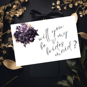 Invitation Carton de Demoiselle d'Honneur Fleurs Noires Éléga