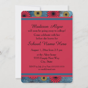 Invitation Carton de denim bleu et floral "En route pour l'un