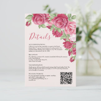 Invitation Carton de détails de mariage Crimson Rose
