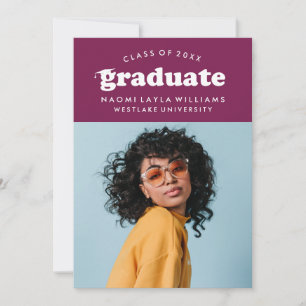 INVITATION CARTON DE FIN D'ÉTUDES MODERNE RÉTRO GRADUÉ INVI