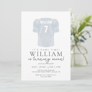 Invitation Carton de football bleu clair pour anniversaire 