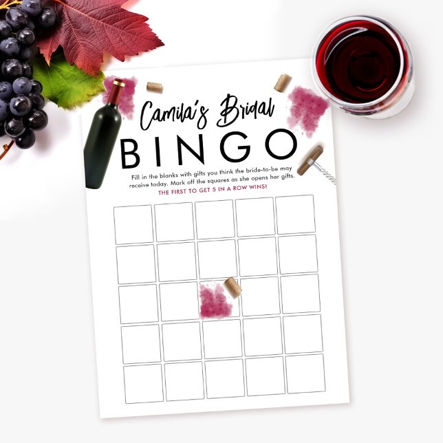 Invitation Carton de jeu de bingo Thème vin enterrement de vi (Créateur téléchargé)