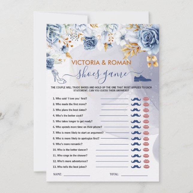 Invitation Carton de jeu des chaussures élégant à motif flora (Devant)